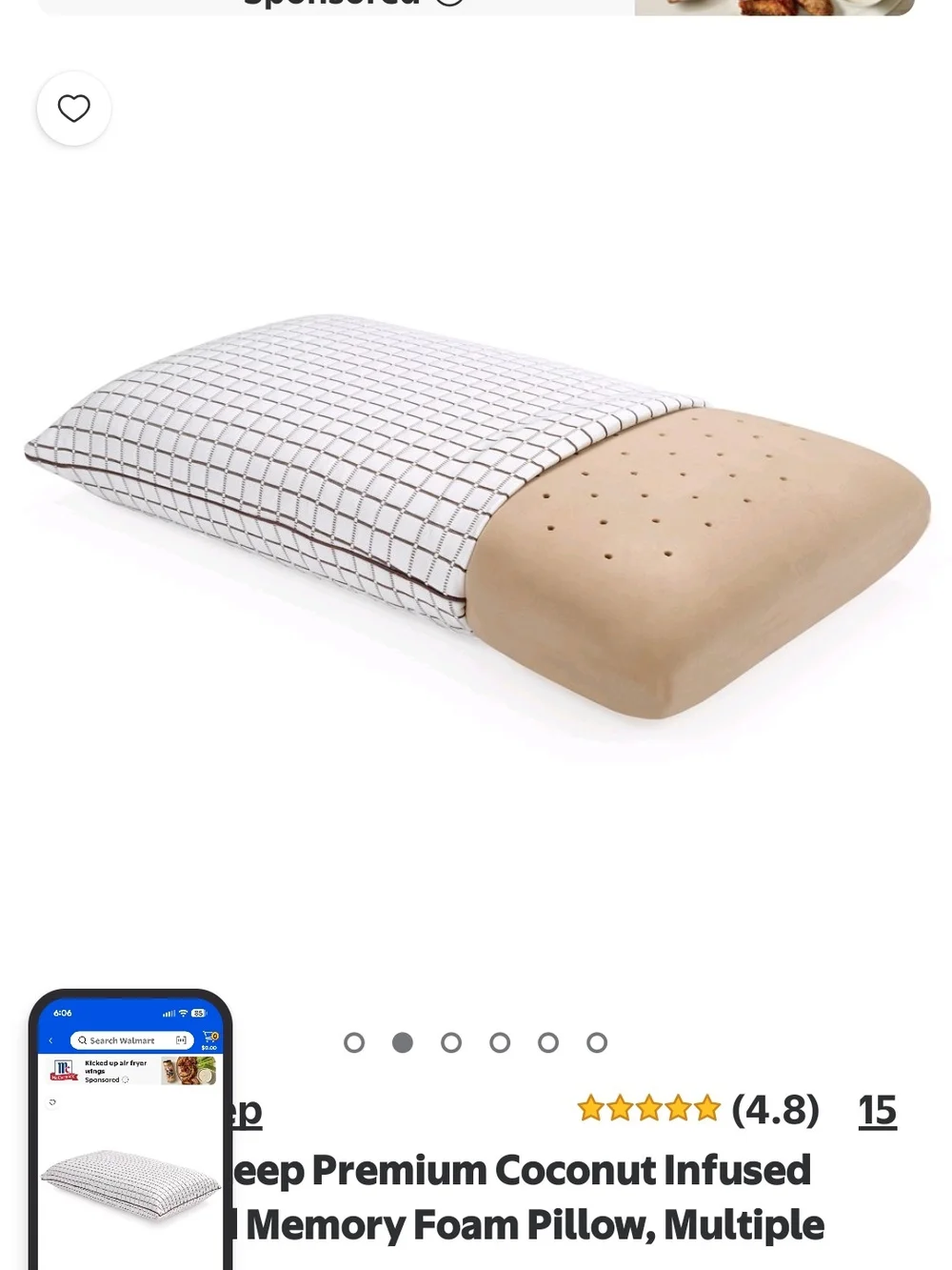 White Grid Memory Foam Pillow